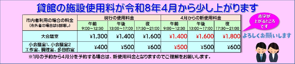 施設使用料金改定
